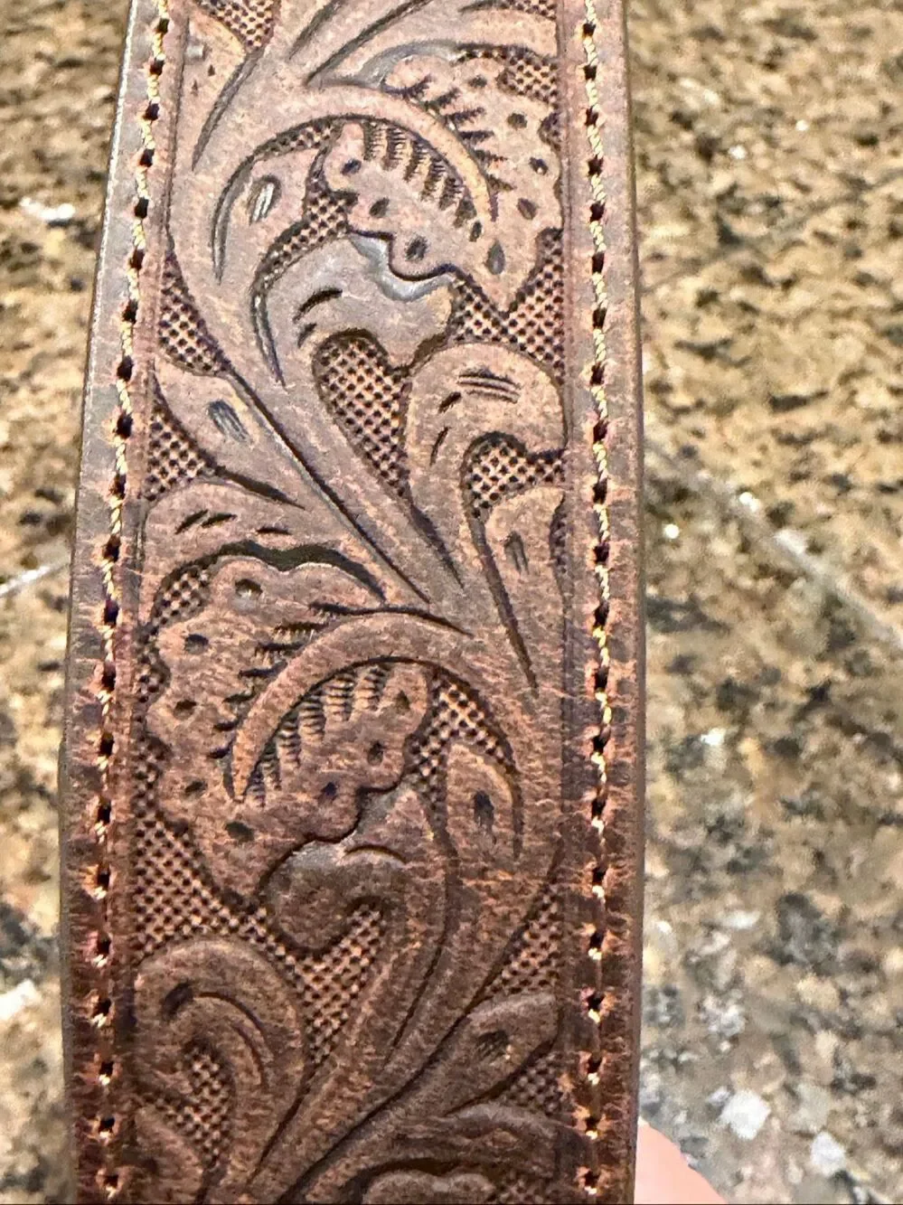 NWT genuine, leather tooled belt with a longhorn buckle